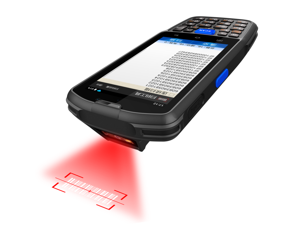 4-inch Android handheld PDA barcode scanner with physical keypad for warehouse inventory
